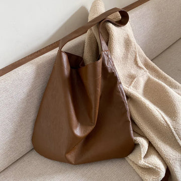 Xajzpa Vintage Female Winter PU Leather Shoulder Bags Fashion Large Capatiy Women Hobo Bag Office Handbag Casual Simple Shopping Totes
